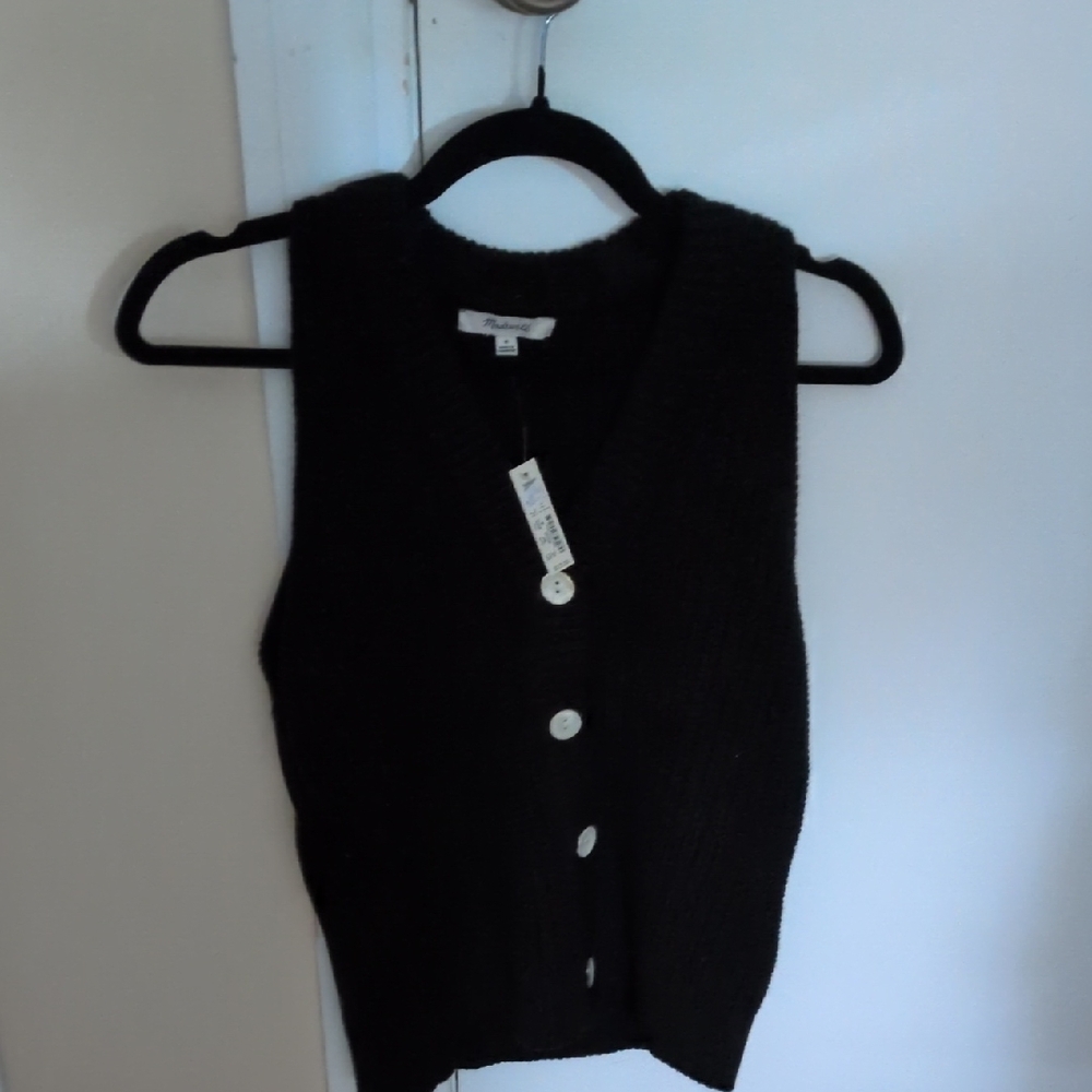 Madewell Black Button-Up Sweater Vest
